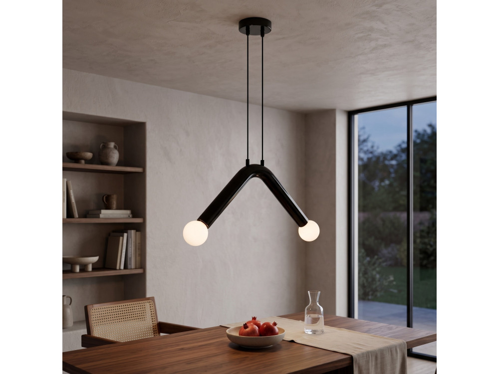 Candeeiro suspenso em metal «Balance» - 33 x 15 cm - Preto
