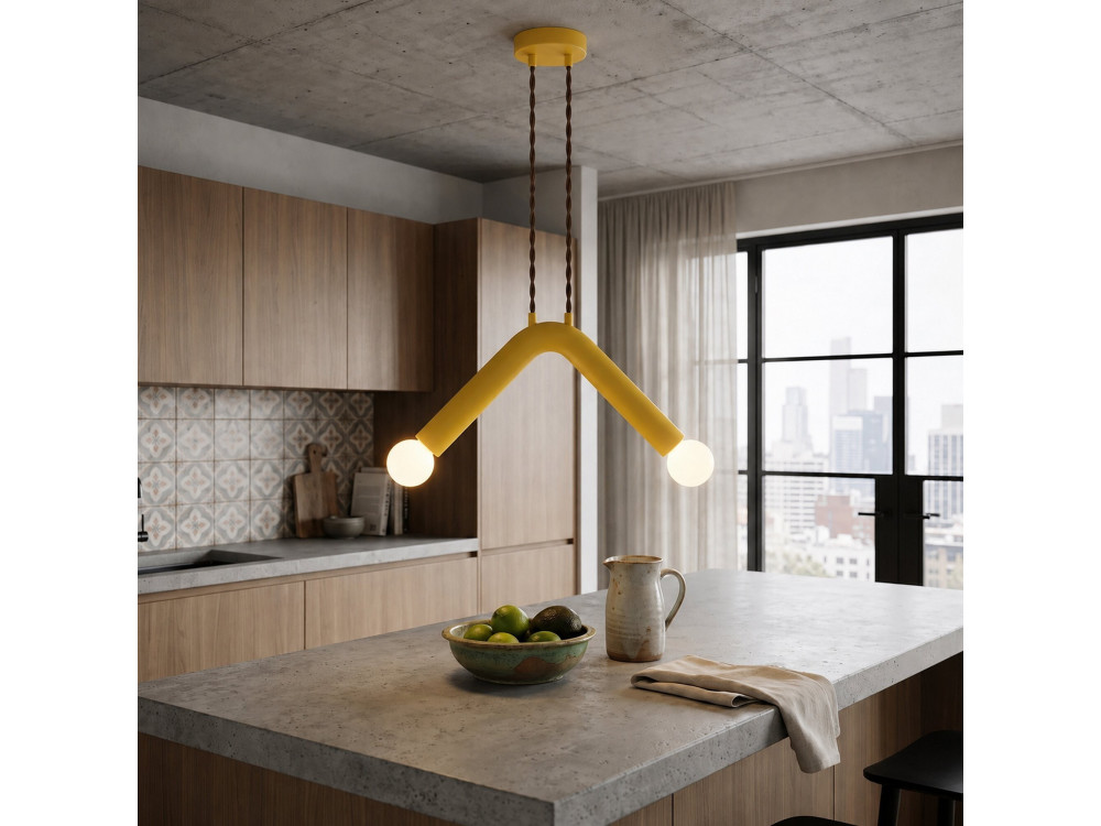 Candeeiro suspenso em metal «Balance» - 33 x 15 cm - Amarelo