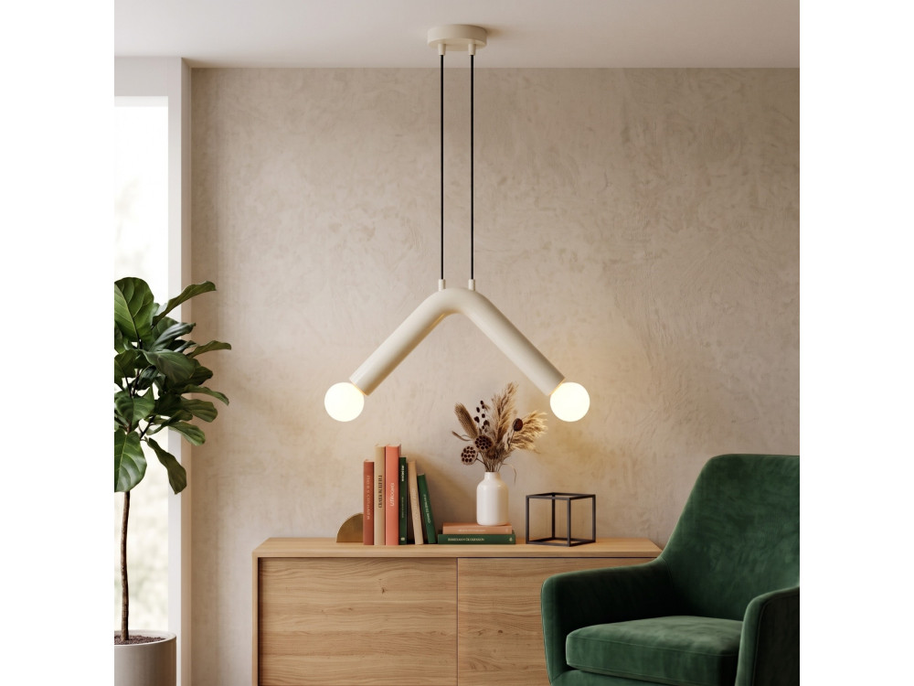 Candeeiro suspenso em metal «Balance» - 33 x 15 cm - Branco