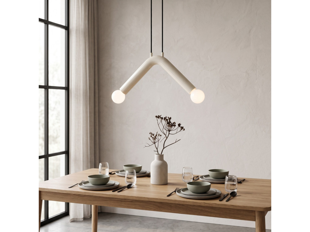 Candeeiro suspenso em metal «Balance» - 33 x 15 cm - Branco