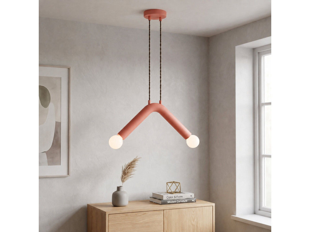 Candeeiro suspenso em metal «Balance» - 33 x 15 cm - Rosa