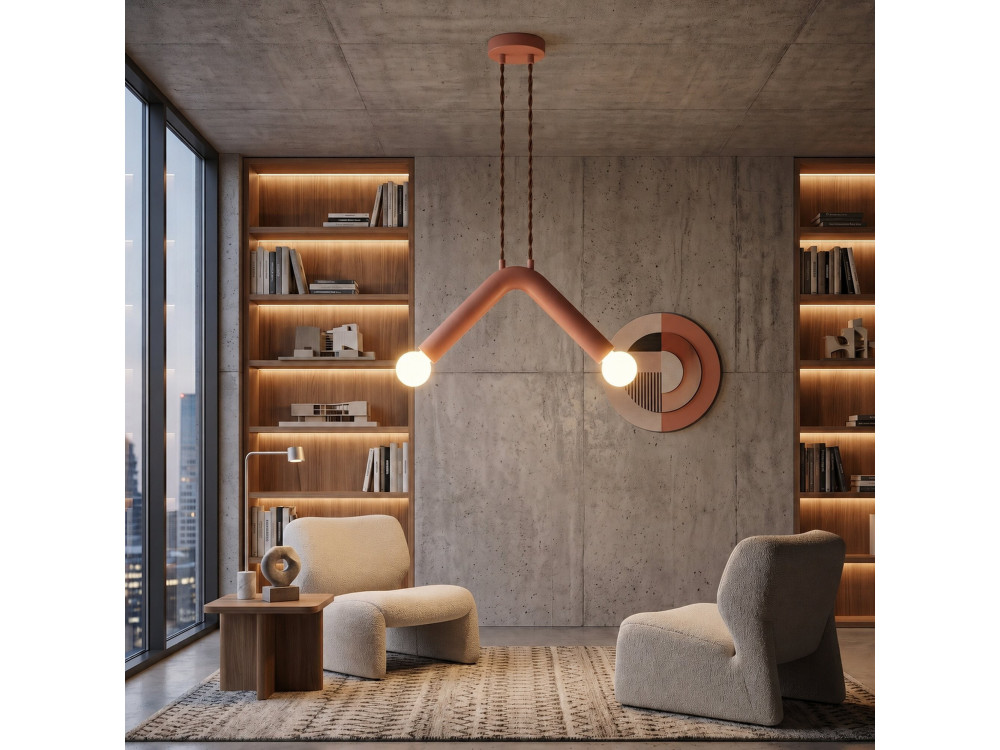 Candeeiro suspenso em metal «Balance» - 33 x 15 cm - Rosa