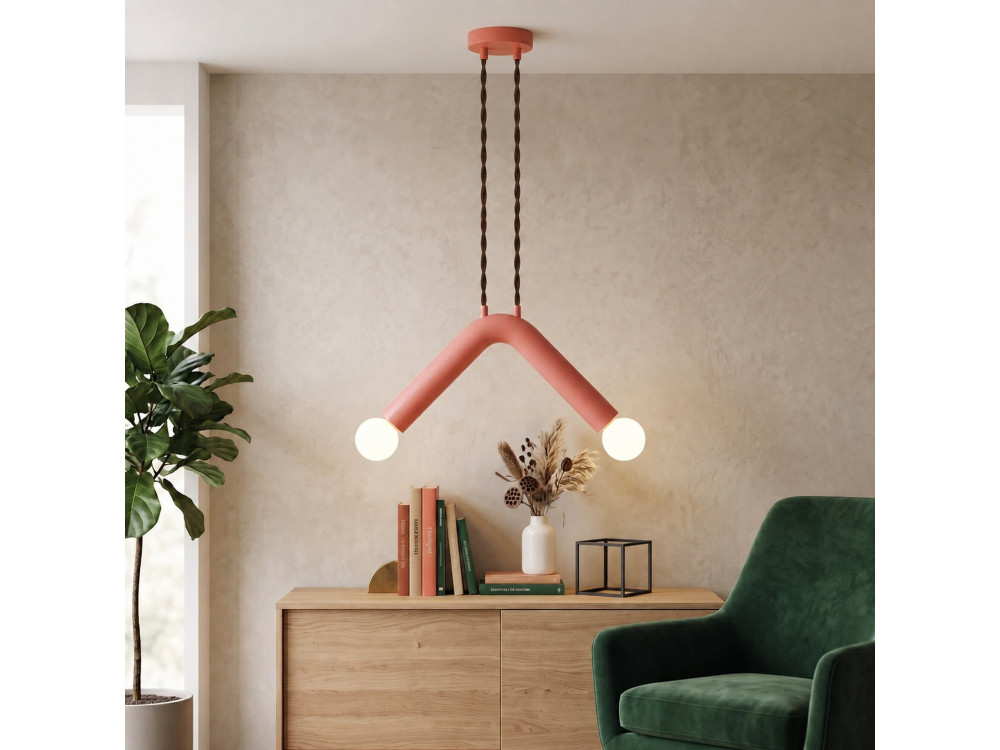 Candeeiro suspenso em metal «Balance» - 33 x 15 cm - Rosa
