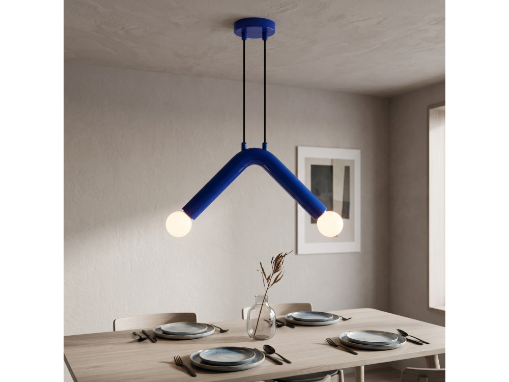 Candeeiro suspenso em metal «Balance» - 33 x 15 cm - Azul