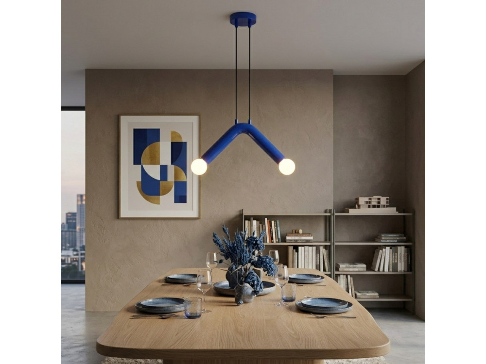 Candeeiro suspenso em metal «Balance» - 33 x 15 cm - Azul