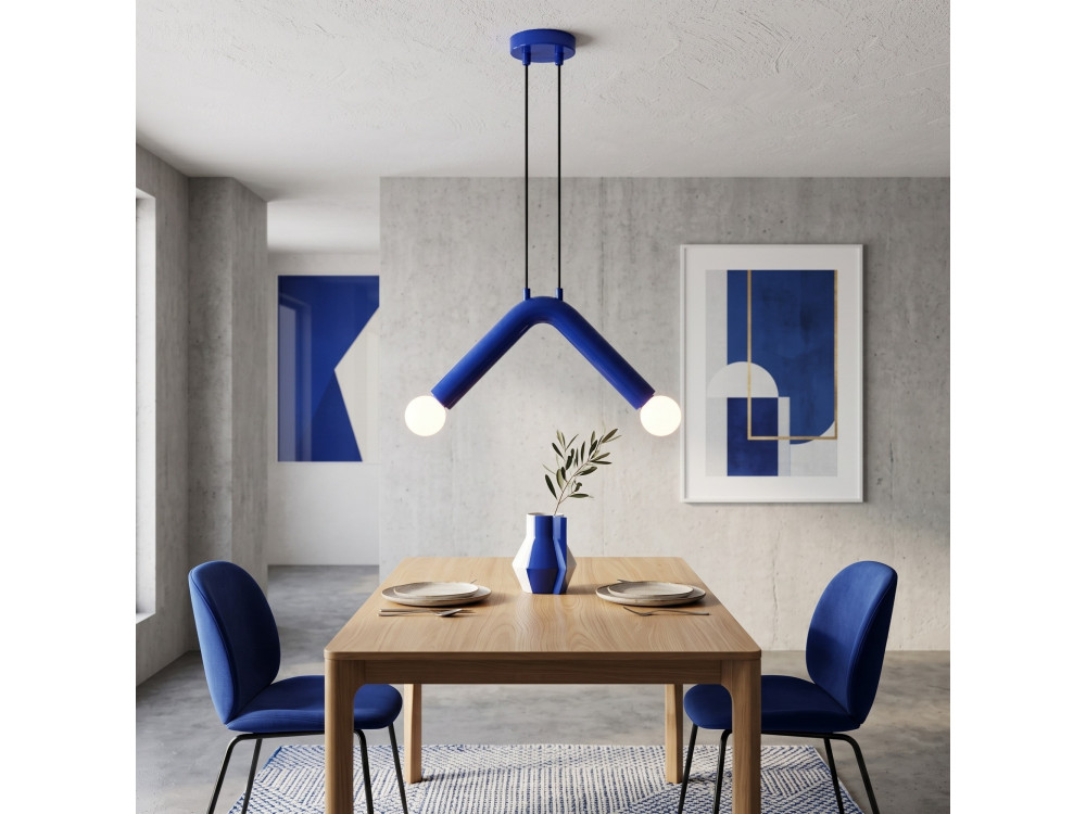 Candeeiro suspenso em metal «Balance» - 33 x 15 cm - Azul