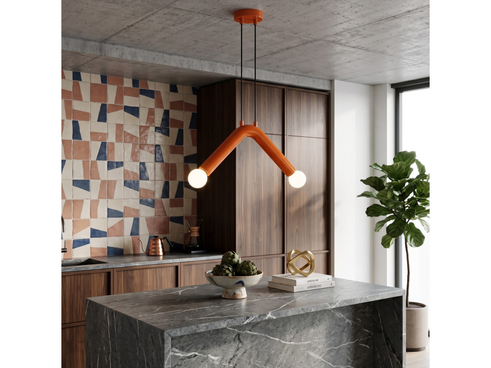 Candeeiro suspenso em metal «Balance» - 33 x 15 cm - Laranja