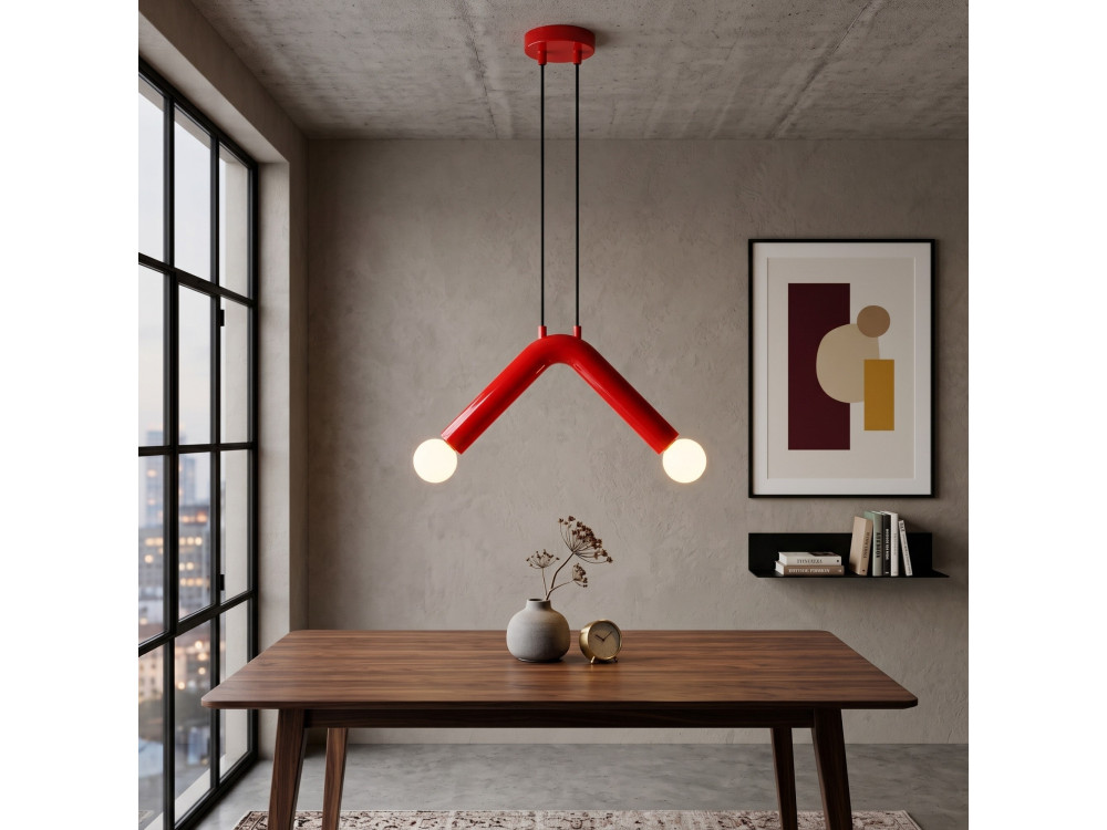 Candeeiro suspenso em metal «Balance» - 33 x 15 cm - Vermelho