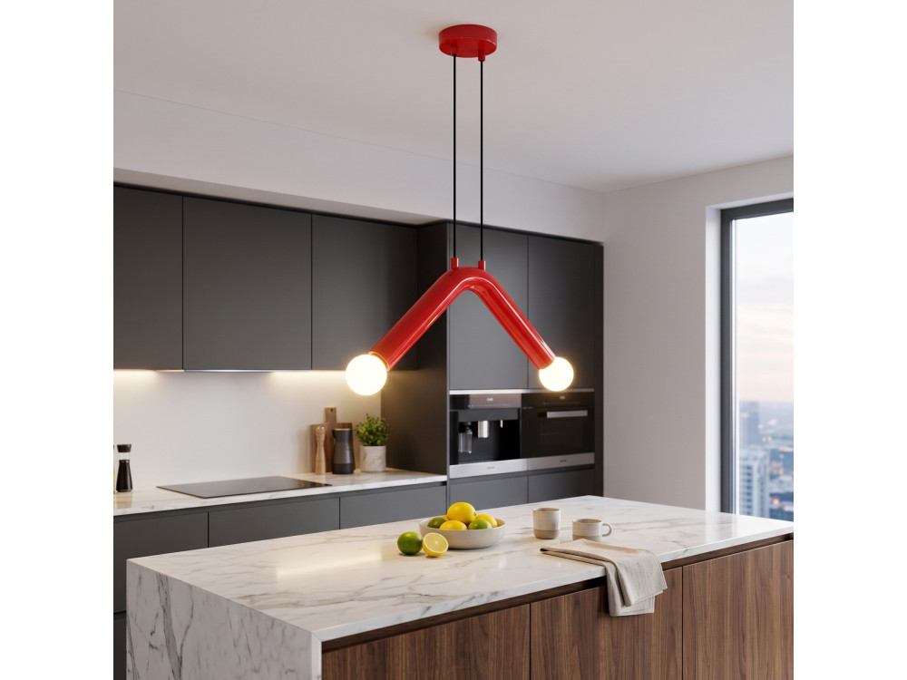 Candeeiro suspenso em metal «Balance» - 33 x 15 cm - Vermelho
