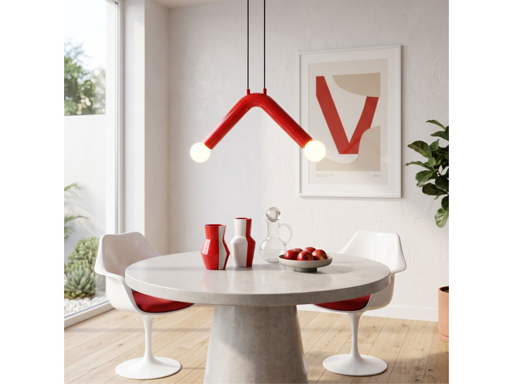 Candeeiro suspenso em metal «Balance» - 33 x 15 cm - Vermelho