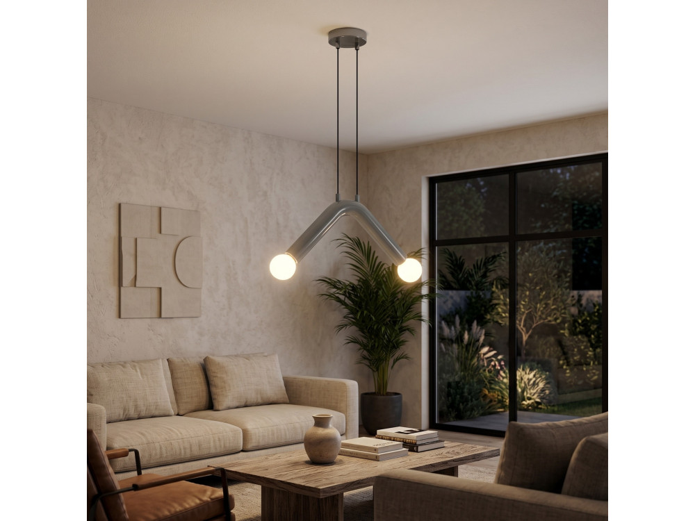 Candeeiro suspenso em metal «Balance» - 33 x 15 cm - Cinzento