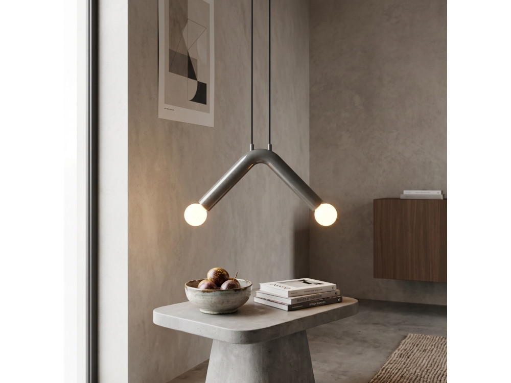 Candeeiro suspenso em metal «Balance» - 33 x 15 cm - Cinzento