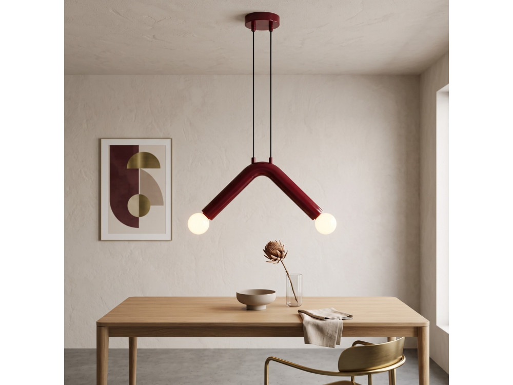 Candeeiro suspenso em metal «Balance» - 33 x 15 cm - Vermelho