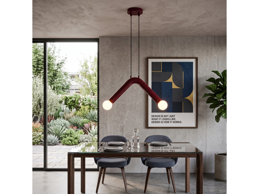 Candeeiro suspenso em metal «Balance» - 33 x 15 cm - Vermelho