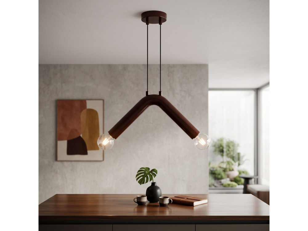 Candeeiro suspenso em metal «Balance» - 33 x 15 cm - Castanho
