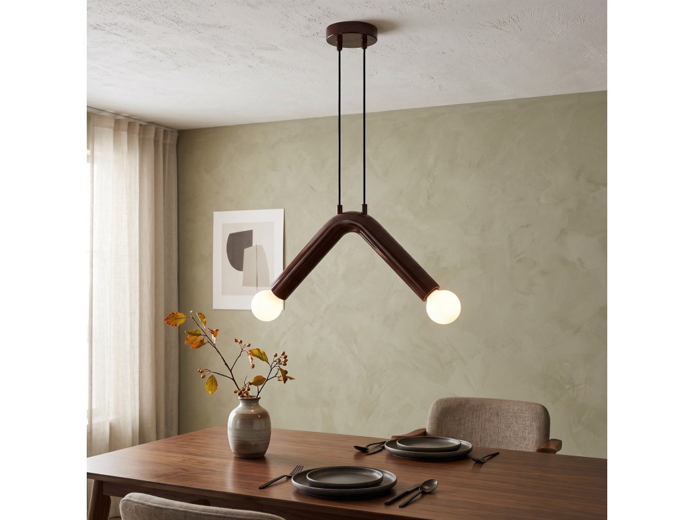 Candeeiro suspenso em metal «Balance» - 33 x 15 cm - Castanho