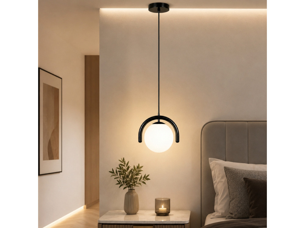 Candeeiro suspenso em metal «GEDIK-20441» - 20 x 20 cm - Preto