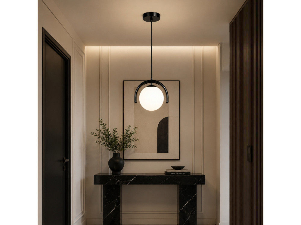 Candeeiro suspenso em metal «GEDIK-20441» - 20 x 20 cm - Preto