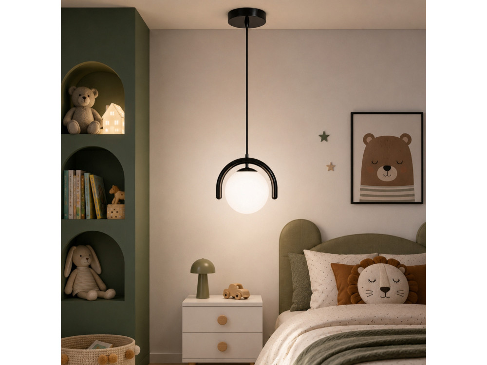 Candeeiro suspenso em metal «GEDIK-20441» - 20 x 20 cm - Preto