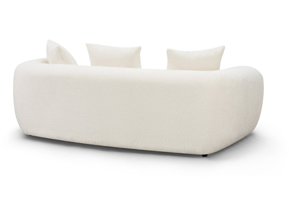 Sofá reto estilo «bubble» em tecido texturado «La Fayette» - 3 lugares - Creme