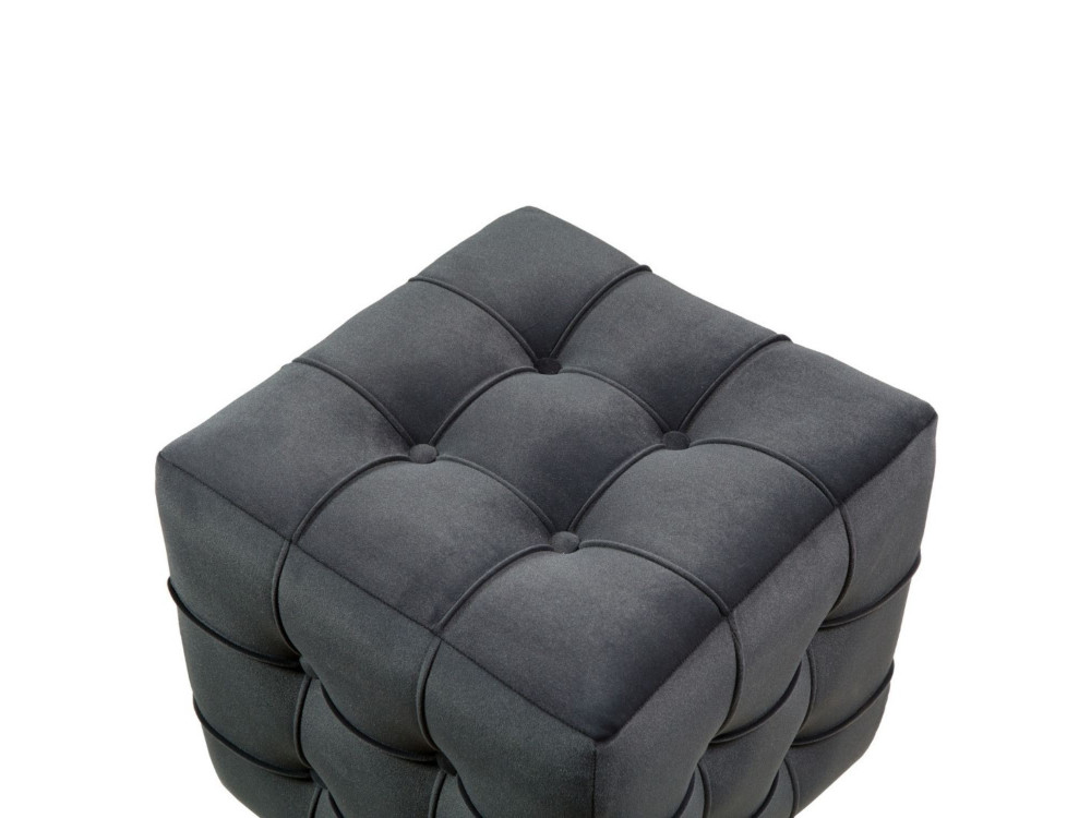 Pufe de veludo "Lizbon" - 42 x 42 x 42 cm - Cinzento