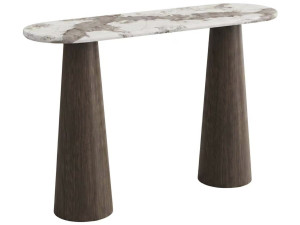 Mesa de apoio em madeira com tampo em cerâmica «Zora» — 140 x 40 x 80 cm — Castanho