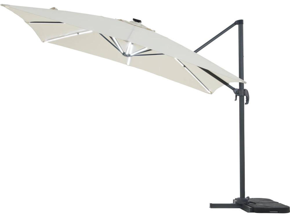 Guarda-sol de jardim deportado LED Alu "Sun 4 Luxe" - Retângulo - 3 x 4 m - Ecru