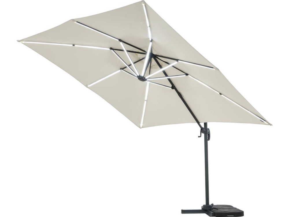 Guarda-sol de jardim deportado LED Alu "Sun 4 Luxe" - Retângulo - 3 x 4 m - Ecru