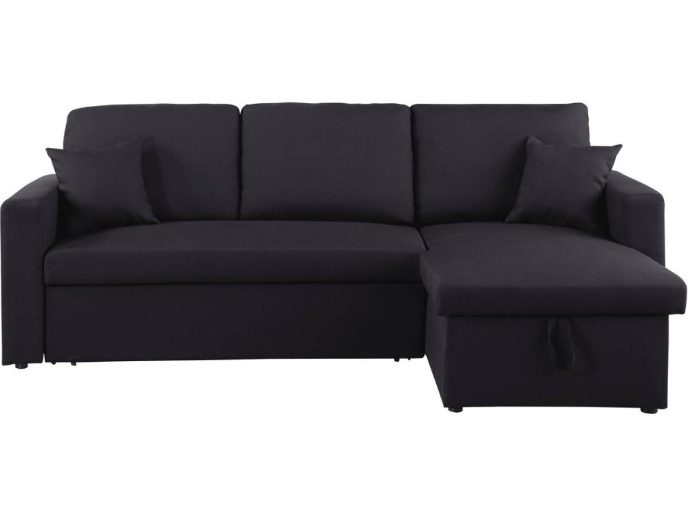 Sofá de canto conversível/reversível "Alain" - 221 x 145 x 85 cm - 3 lugares - Preto