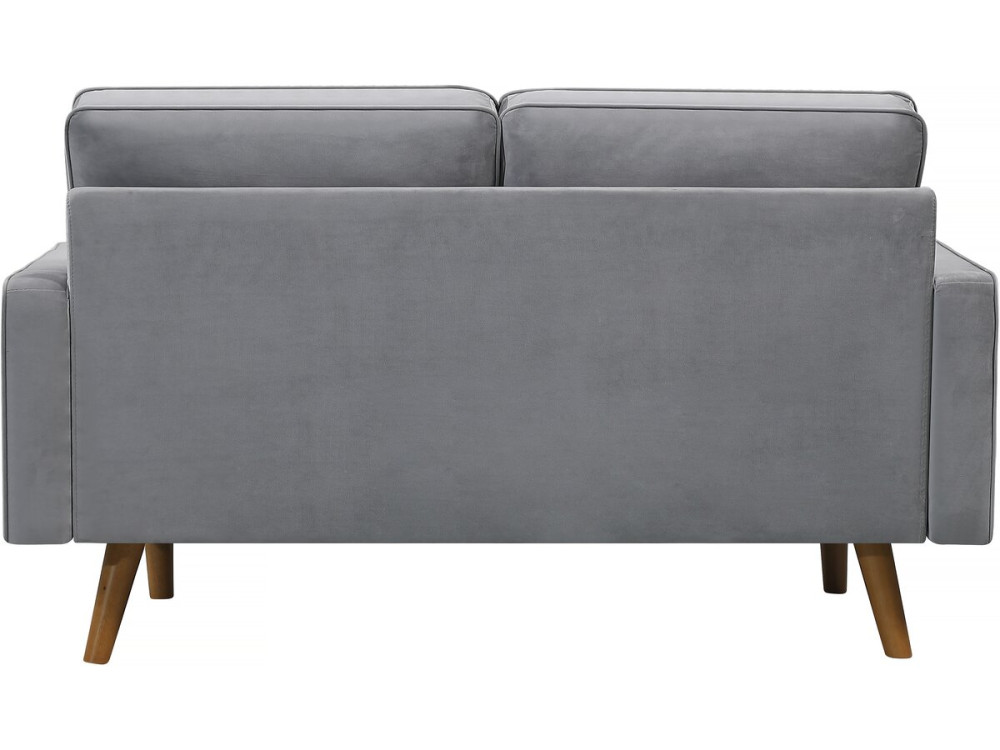 Sofá fixo de veludo "Yannick" - 82 x 147 x 86 cm - 2 lugares - Cinza claro.