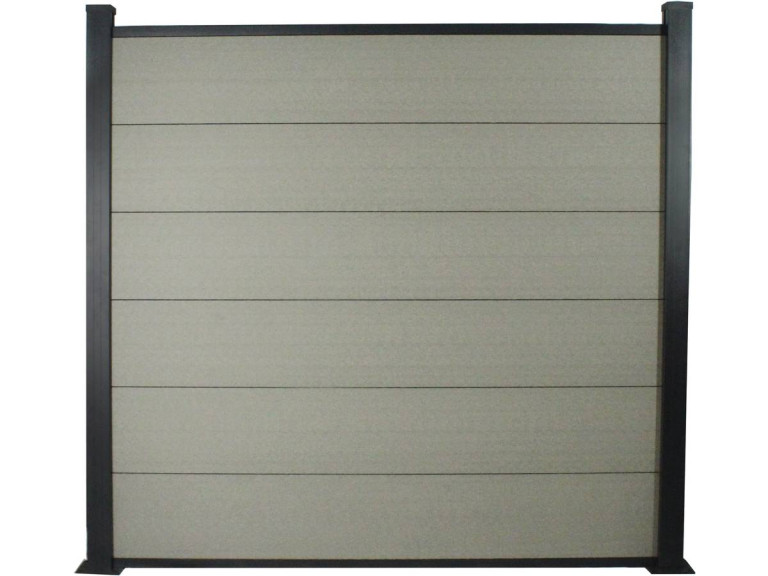 Kit Clôture 1.6 x 1.6 m composite et aluminium + profilés de finitions - Kit de fixation offert - Gris
