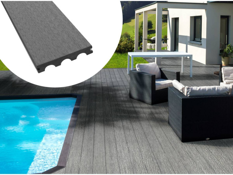 Pacote 10 m² - Placas de terraço compostas maciças - Cinza