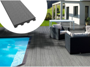 Pacote 15 m² - Placas de terraço compostas maciças - Cinza