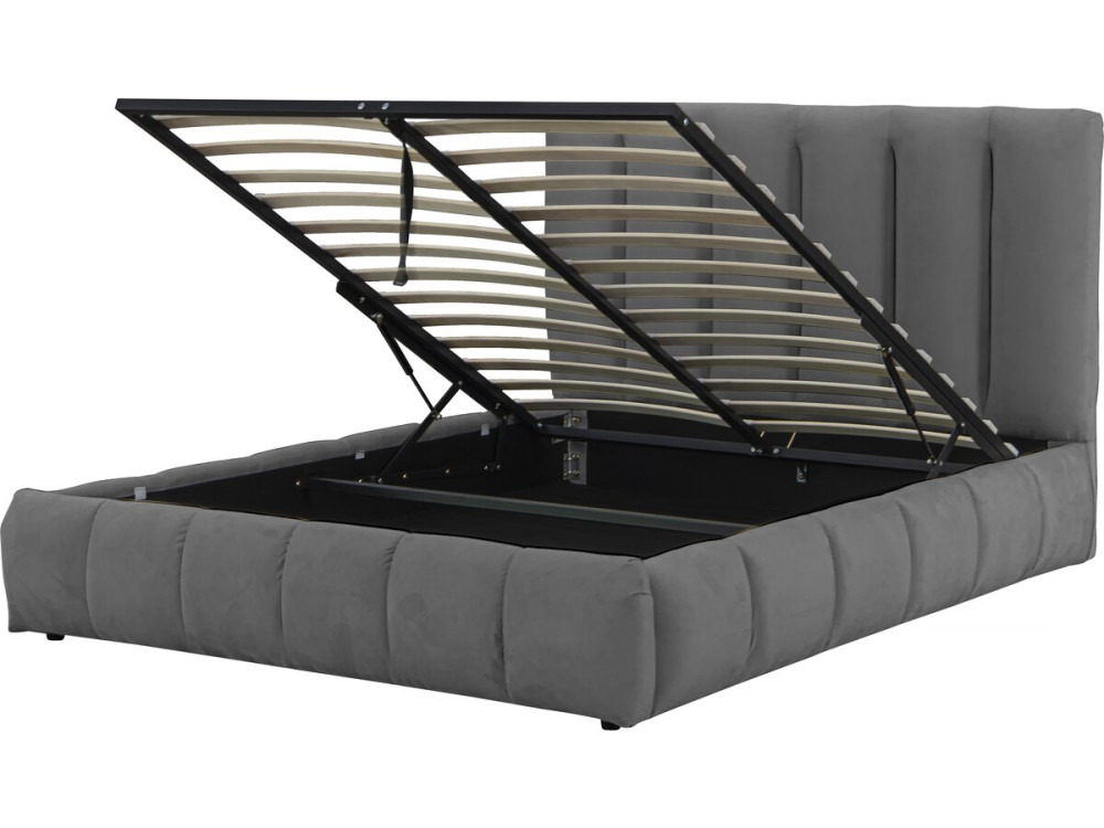 Cama com baú "Annie" 140 x 190 cm - Cinza