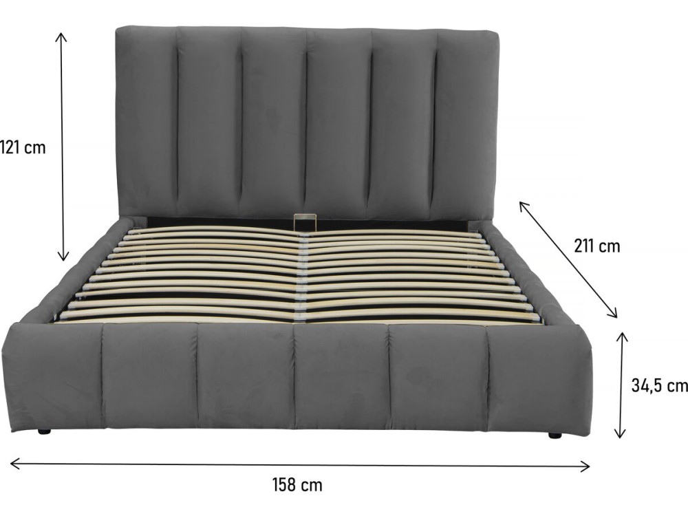 Cama com baú "Annie" 140 x 190 cm - Cinza