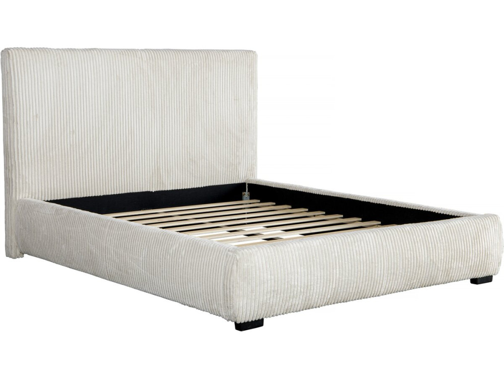 Cama de casal de veludo cotelê "Montana" - 140 x 190 cm - Bege