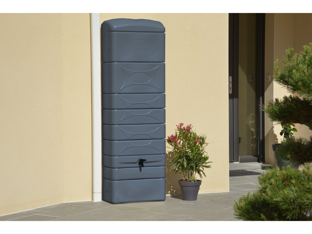 Coletor de água de parede 300L com kit de conexão de nicho "Malang" - Cinza