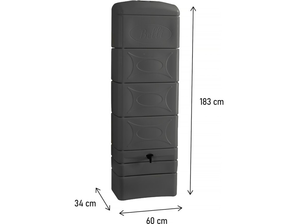 Coletor de água de parede 300L com kit de conexão de nicho "Malang" - Cinza