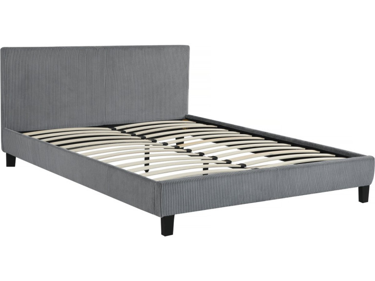 Cama de veludo cotelê "Ambre" - 160 x 200 - Cinza