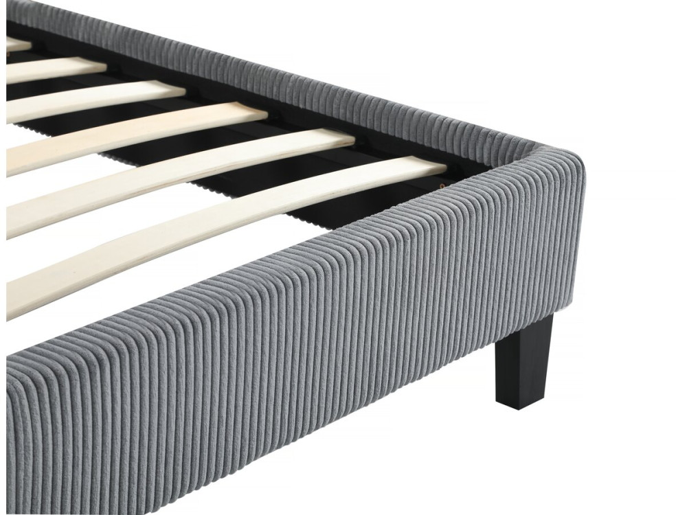 Cama de veludo cotelê "Ambre" - 160 x 200 - Cinza