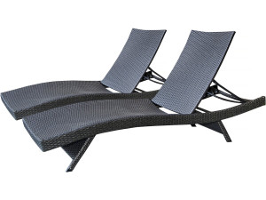Conjunto de 2 espreguiçadeiras de resina tecida "Arthur" - Marrom