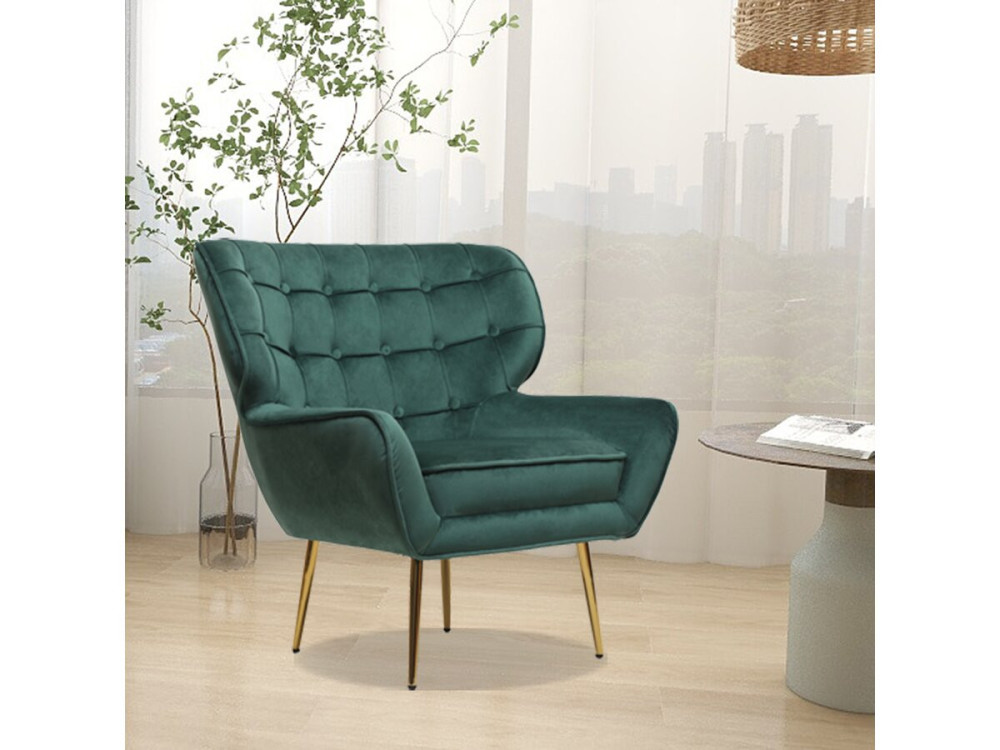 Poltrona de veludo "Austin" - 79 x 71 x 79,5 cm - Verde