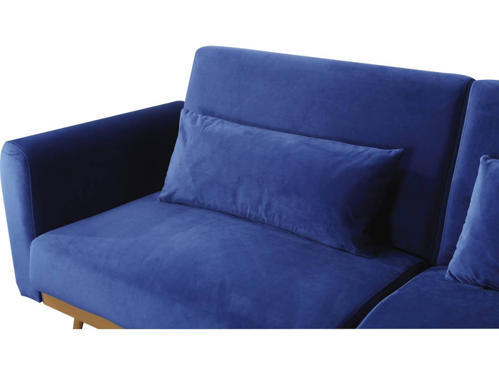 Sofá de veludo Clic Clac "Donia" - 203 x 81 x 83 cm - 3 lugares - Azul escuro