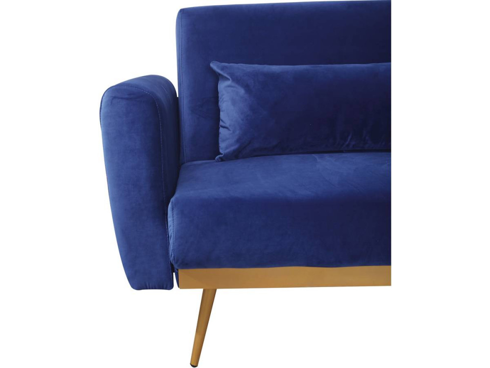 Sofá de veludo Clic Clac "Donia" - 203 x 81 x 83 cm - 3 lugares - Azul escuro