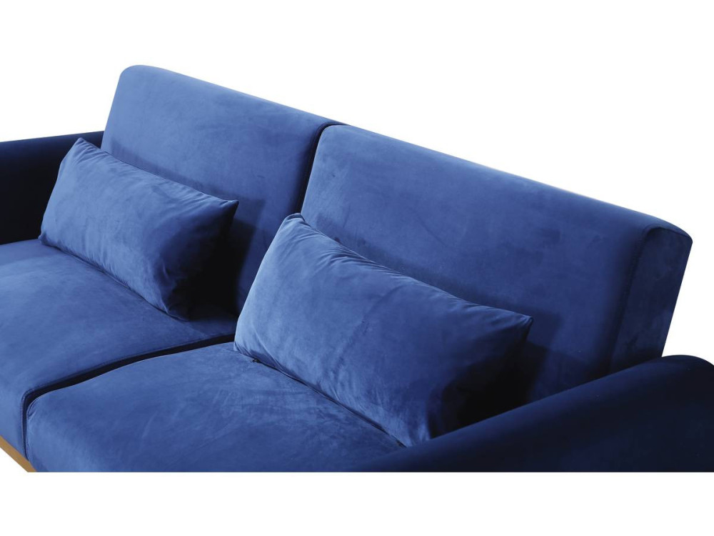 Sofá de veludo Clic Clac "Donia" - 203 x 81 x 83 cm - 3 lugares - Azul escuro