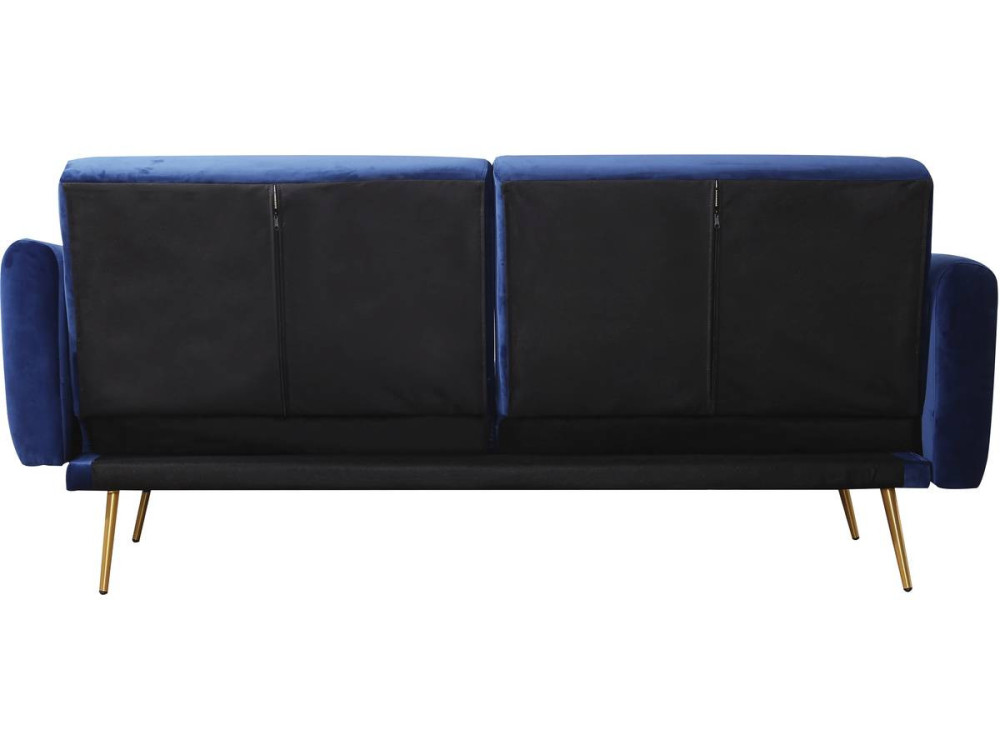 Sofá de veludo Clic Clac "Donia" - 203 x 81 x 83 cm - 3 lugares - Azul escuro