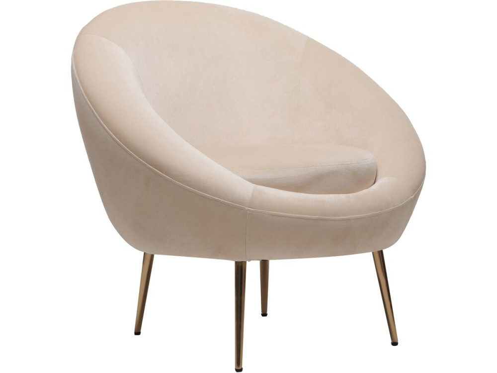 Poltrona de veludo "Cocon" - 77 x 74 x 77,5 cm - Bege