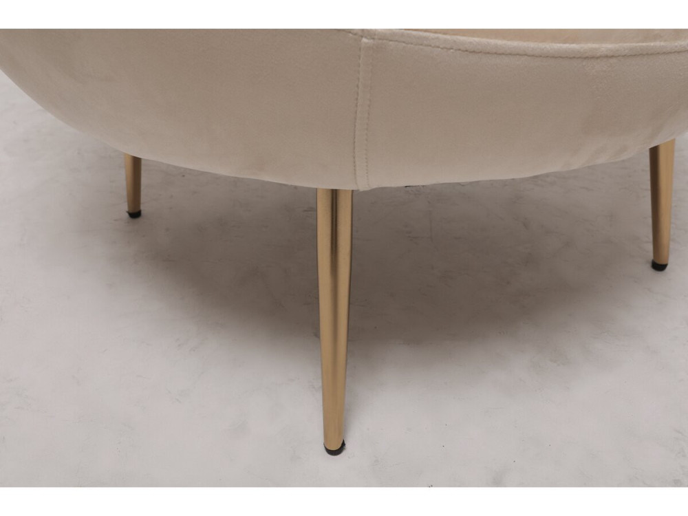 Poltrona de veludo "Cocon" - 77 x 74 x 77,5 cm - Bege