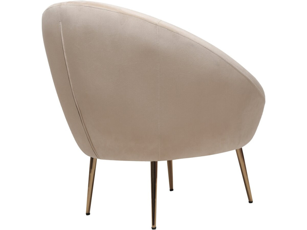 Poltrona de veludo "Cocon" - 77 x 74 x 77,5 cm - Bege