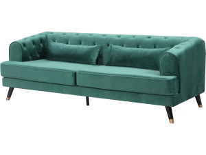Canapé fixo em veludo "Gloria" - 216 x 86 x 76 cm - 3 lugares - Vert foncé
